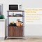 Multi-functional Kitchen Storage Cart with Lockable Wheels and 3 Shelves and Cabinet for Microwave and Dishes